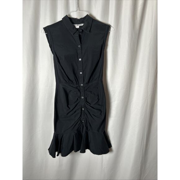 Veronica Beard Black Ruched Shirt Dress - Picture 3 of 4